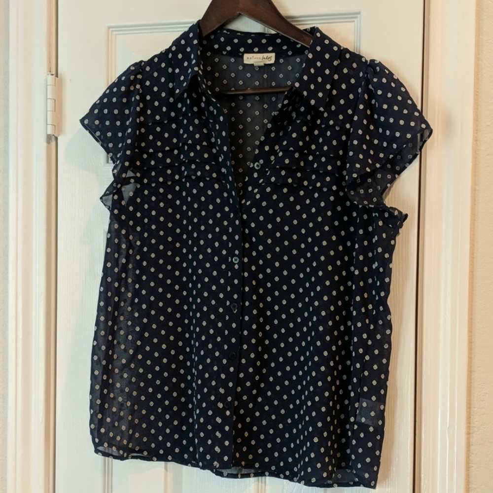 Maison Jules navy patterned blouse